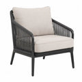 Silla de exterior de aluminio negro con cuerda PE y cojines beige 65 x 70 x 85 cm