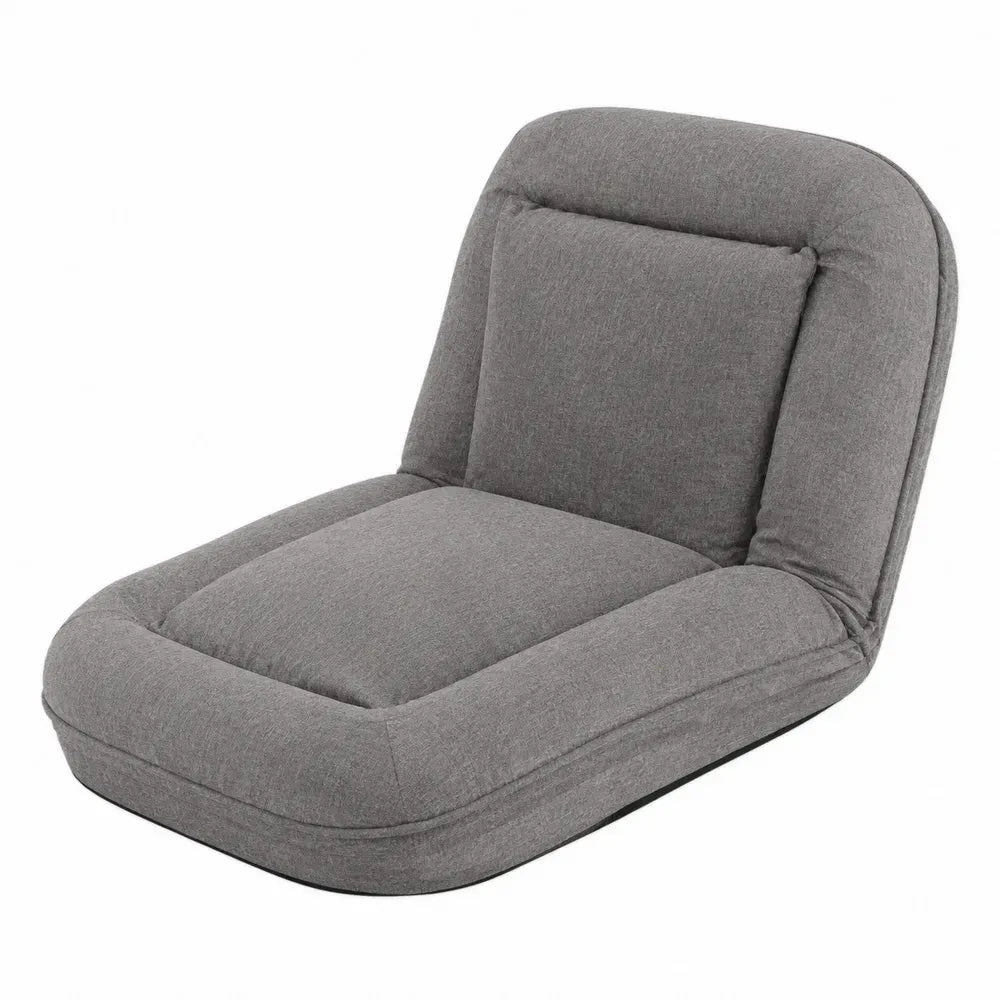 Sillón de suelo reclinable rectangular de poliéster gris con respaldo acolchado 80 x 80 x 60 cm
