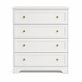 Cómoda de 4 cajones 80 x 40 x 100 cm rectangular MDF lacado blanco con tiradores latón